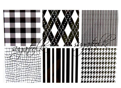 영국 패브릭+가죽 패턴 매트 6 디자인 셋트