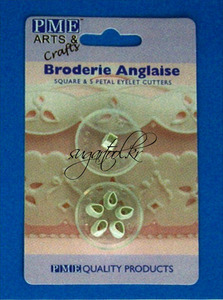 Broderie Anglaise Square &amp; 5 Petal Eyelet Cutters Set/2 - BA401